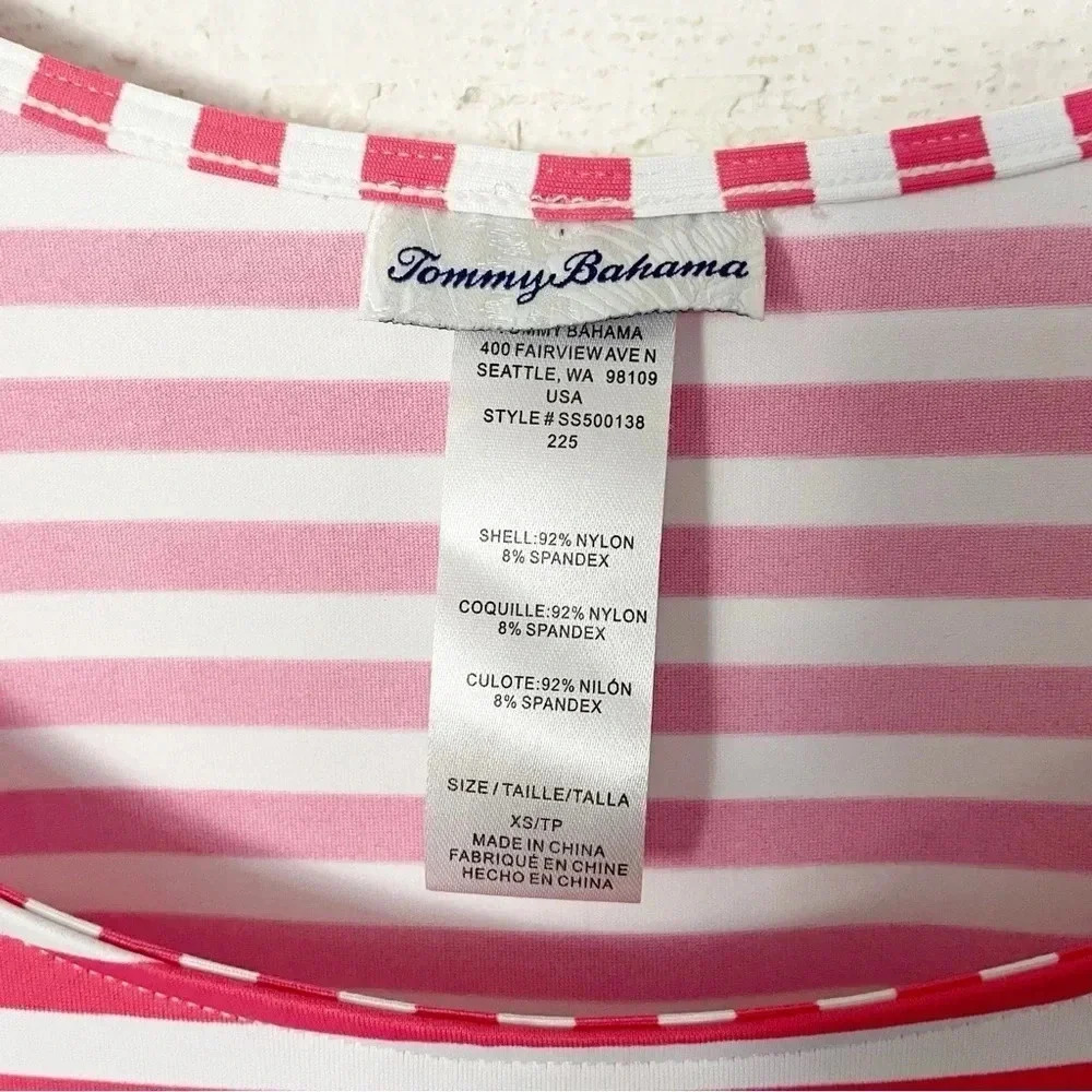 Tommy Bahama Breaker Bay Stripe Flounce Coral Coast Dress Size XS (Fits large) - Picture 8 of 10